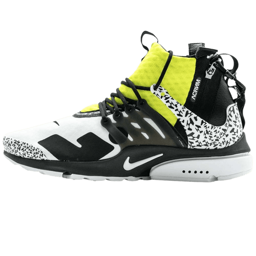 ACRONYM x Nike Air Presto Mid Dynamic Yellow — UK 3 | EU 35.5 | US 3.5 — Front View