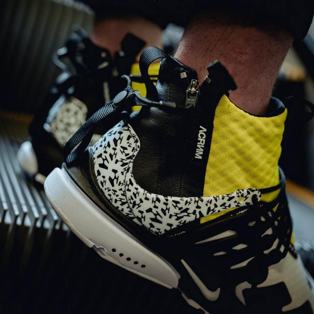 ACRONYM x Nike Air Presto Mid Dynamic Yellow — UK 3 | EU 35.5 | US 3.5 — Lifestyle View