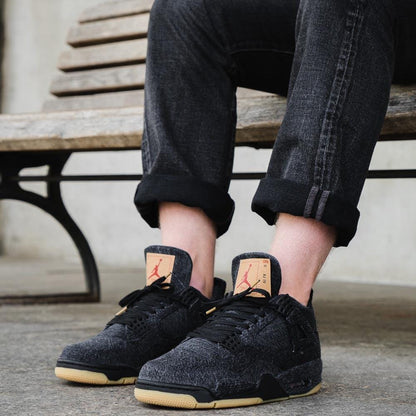 Levis x Nike Air Jordan 4 Black — UK 3 | EU 35.5 | US 3.5 — Alternate View 7