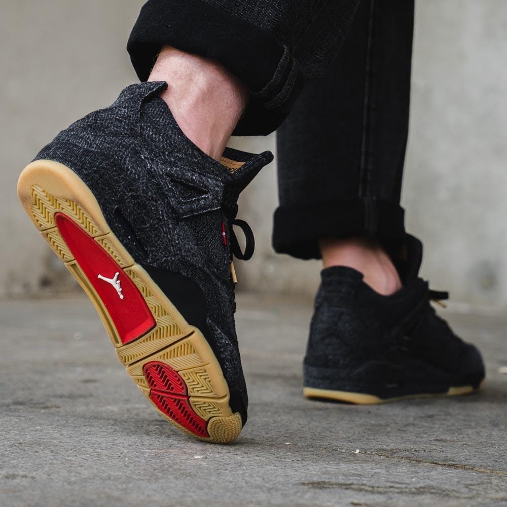 Levis x Nike Air Jordan 4 Black — UK 3 | EU 35.5 | US 3.5 — Lifestyle View