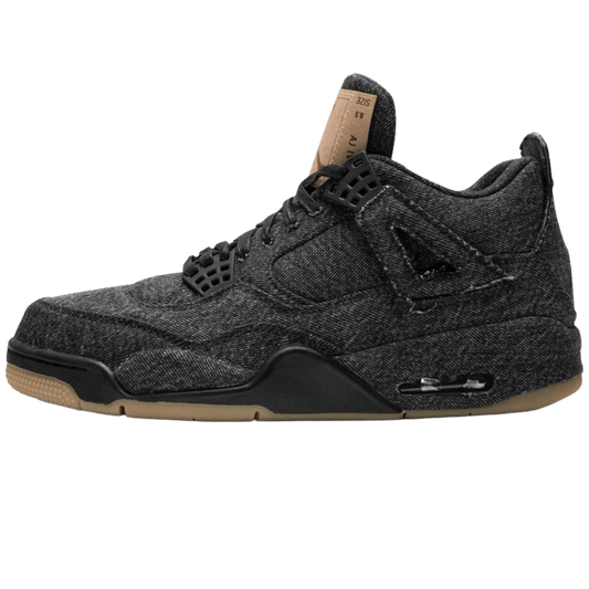 Levis x Nike Air Jordan 4 Black — UK 3 | EU 35.5 | US 3.5 — Front View