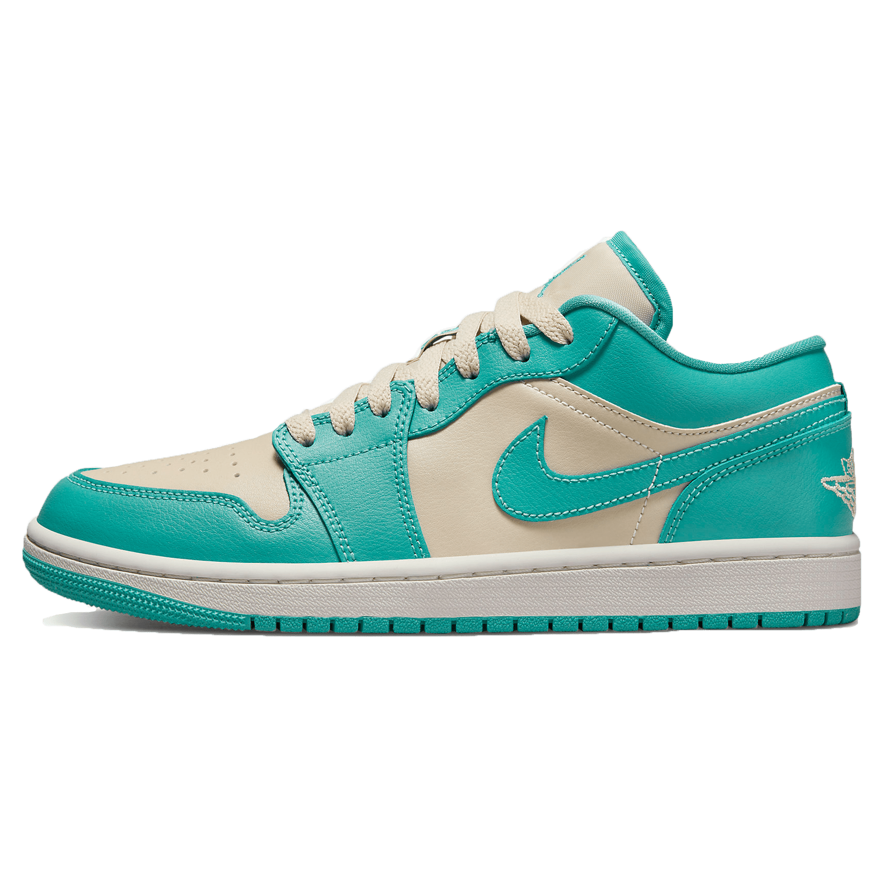 Air Jordan 1 Low Wmns 'Tropical Teal Sandy Beige' — UK 2.5 | EU 35.5 | US 5 — Front View