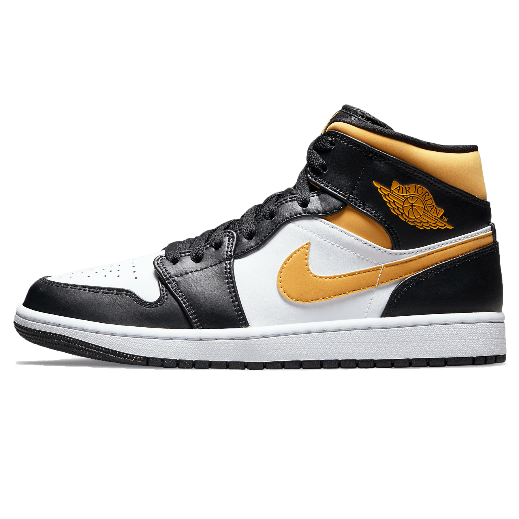 Air Jordan 1 Mid 'Black University Gold' — UK 3 | EU 35.5 | US 3.5 — Front View