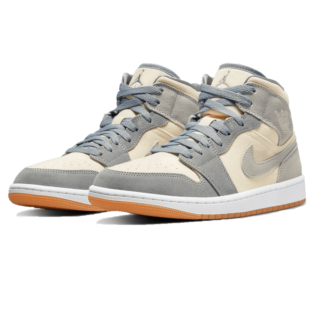 Air Jordan 1 Mid Coconut Milk Particle Grey — UK 3 | EU 35.5 | US 3.5 — Side View