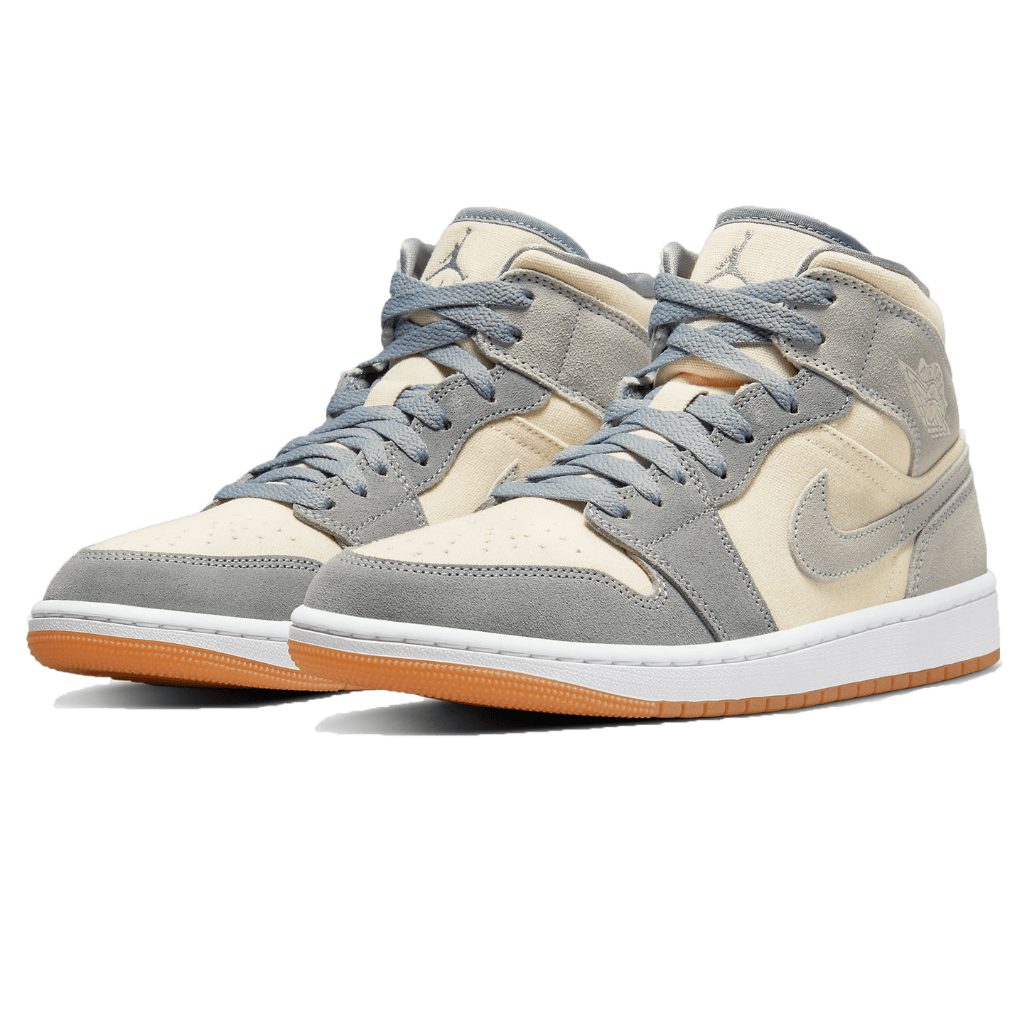 Air Jordan 1 Mid Coconut Milk Particle Grey — UK 3 | EU 35.5 | US 3.5 — Side View