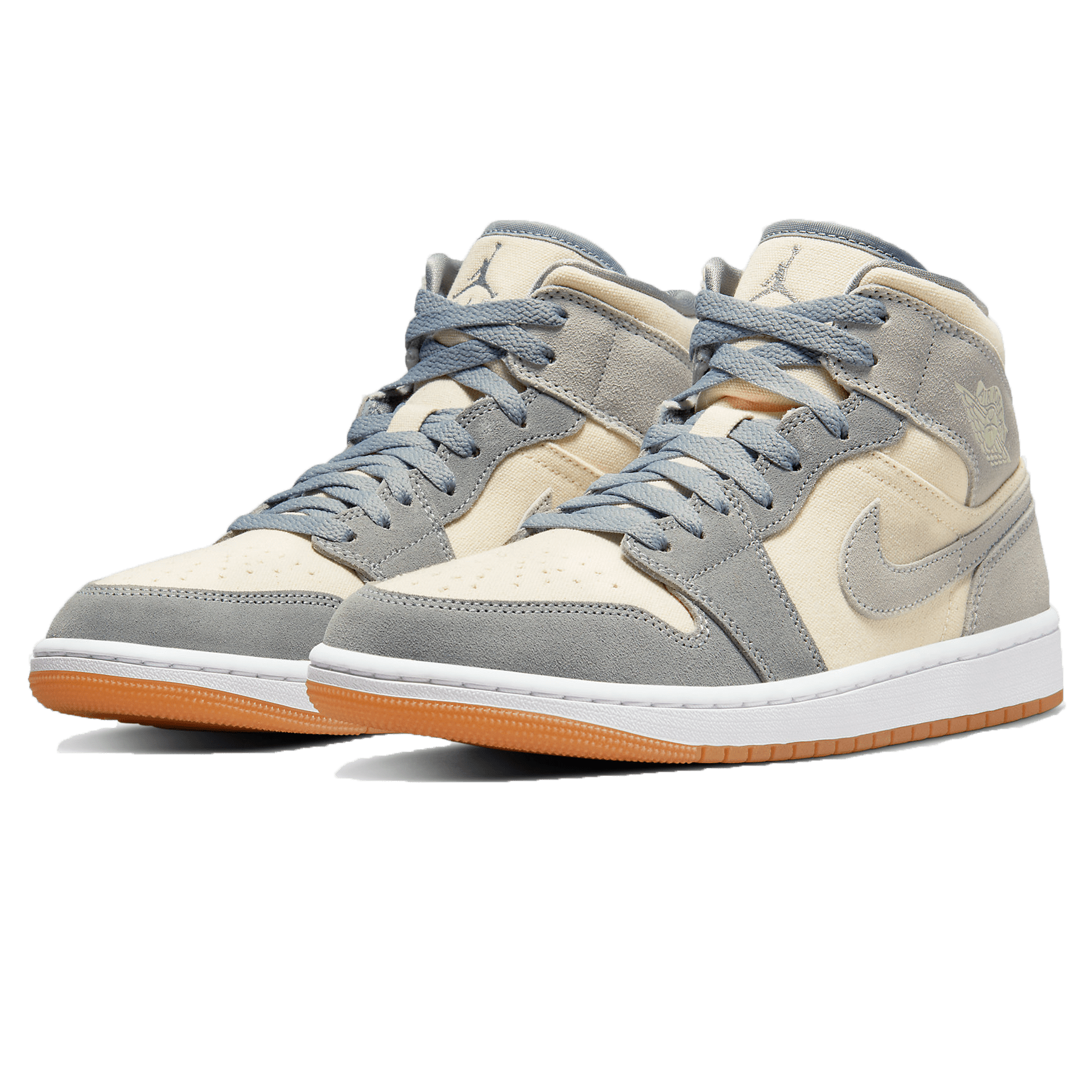 Air Jordan 1 Mid Coconut Milk Particle Grey — UK 3 | EU 35.5 | US 3.5 — Side View
