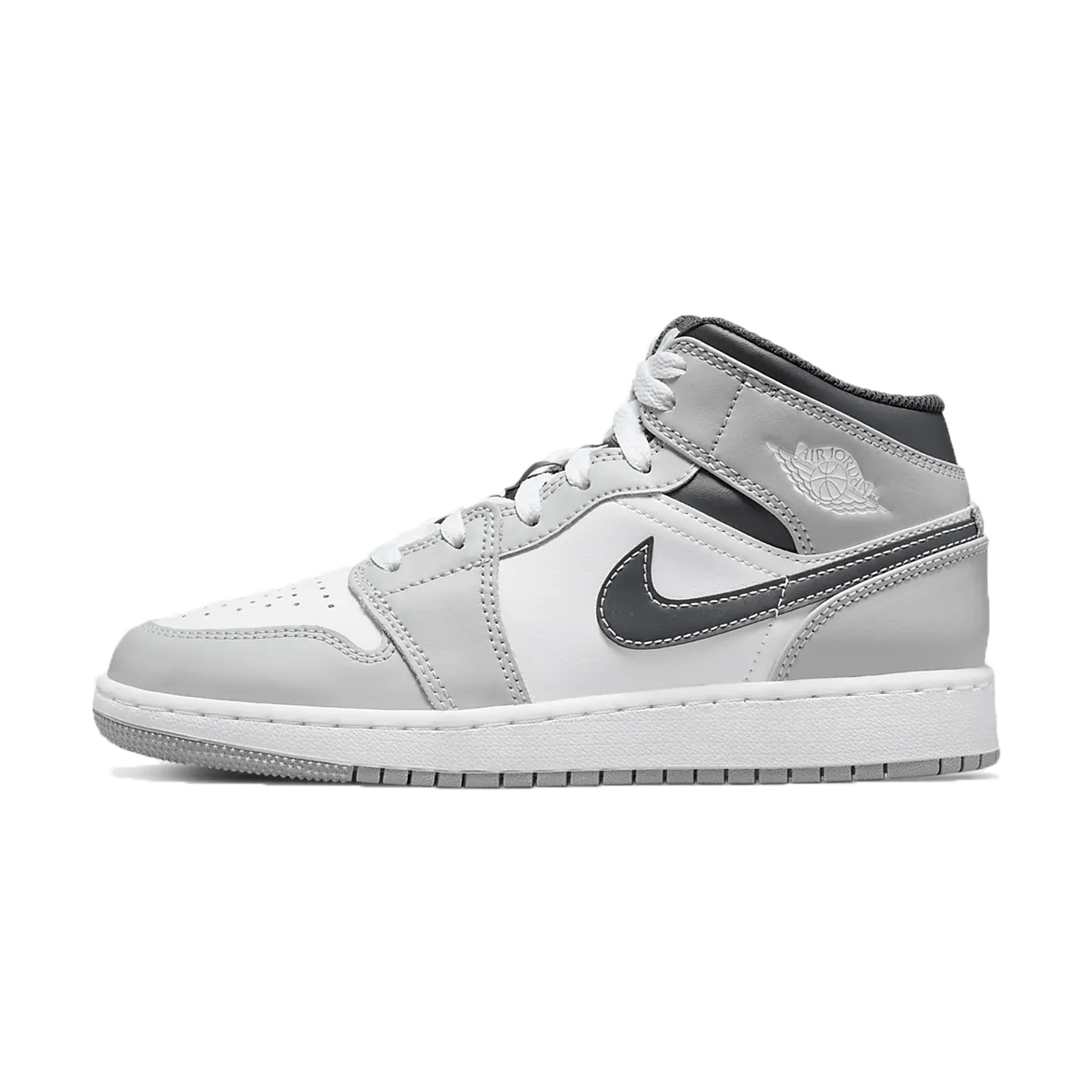 Air Jordan 1 Mid GS 'Light Smoke Grey' — UK 13.5 | EU 32 | US 1Y — Front View