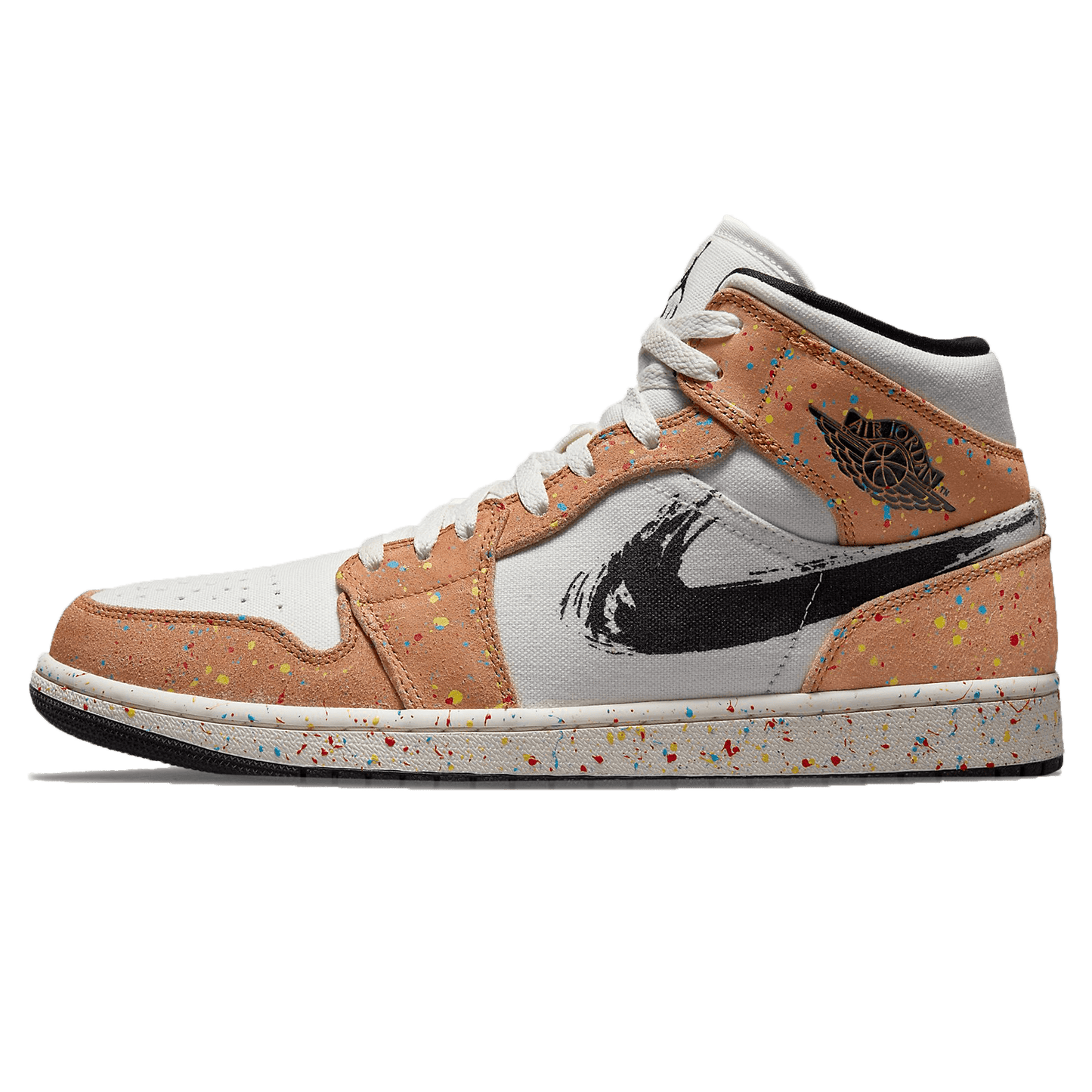 Air Jordan 1 Mid SE 'Brushstroke Paint Splatter' — UK 3 | EU 35.5 | US 3.5 — Front View