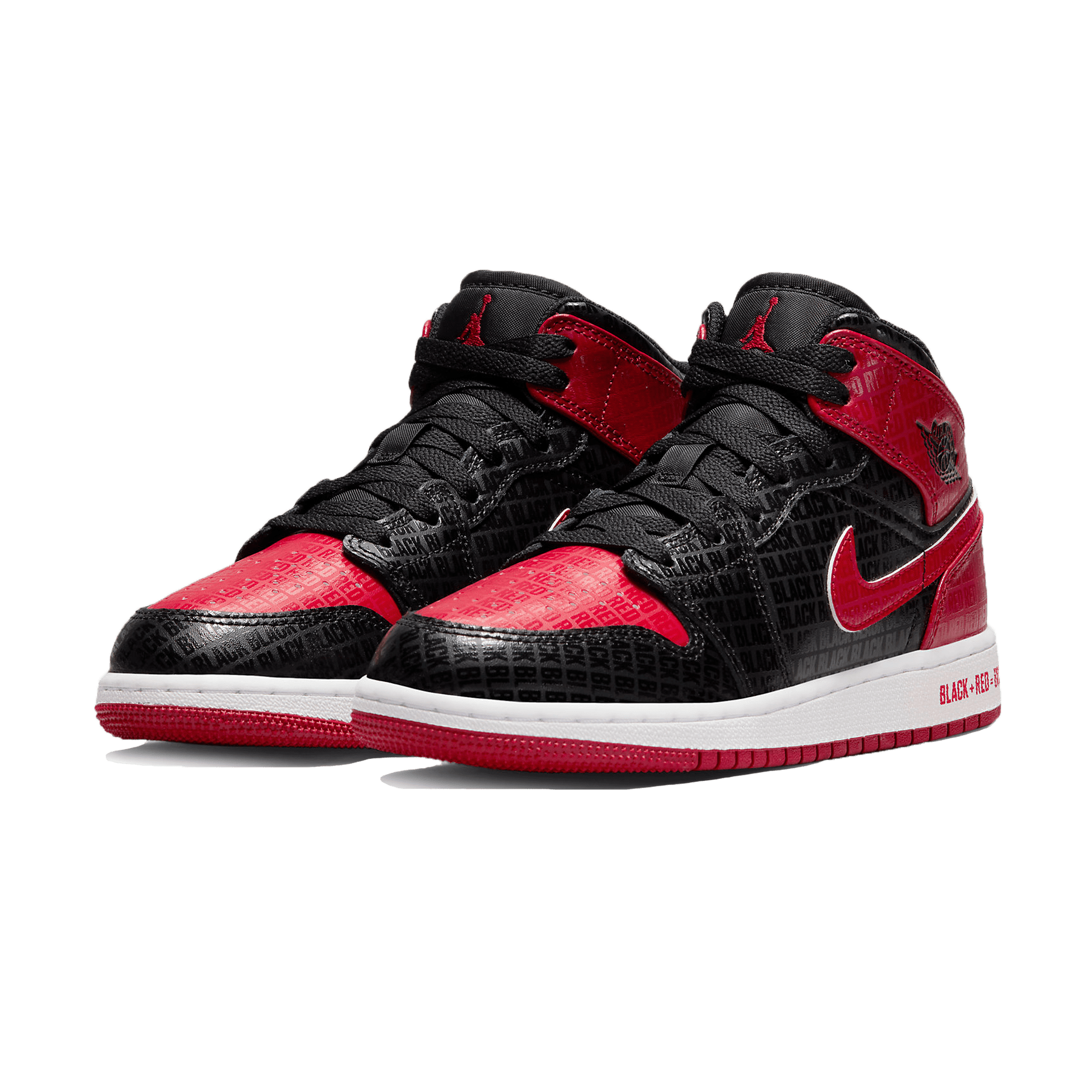 Air Jordan 1 Mid SS GS 'Black + Red = Bred' — UK 13.5 | EU 32 | US 1Y — Side View