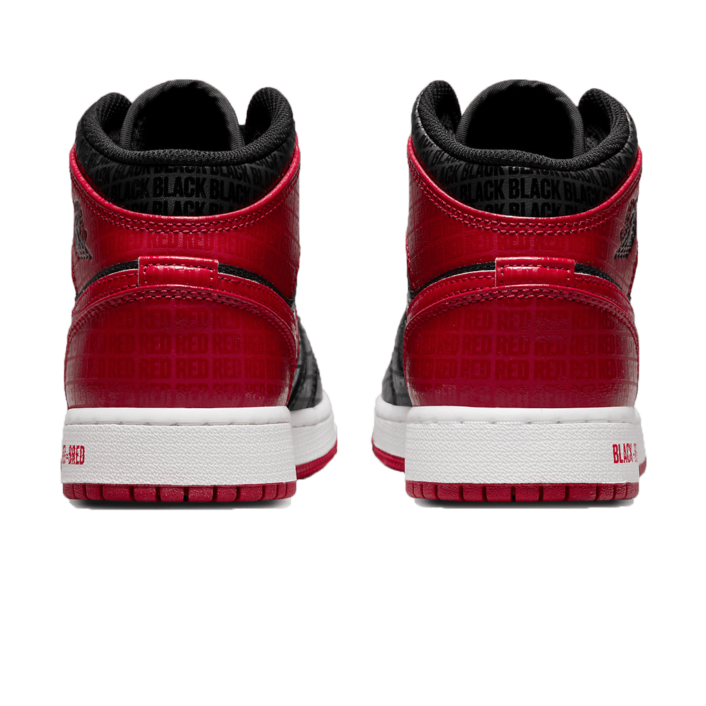 Air Jordan 1 Mid SS GS 'Black + Red = Bred' — UK 13.5 | EU 32 | US 1Y — Back View