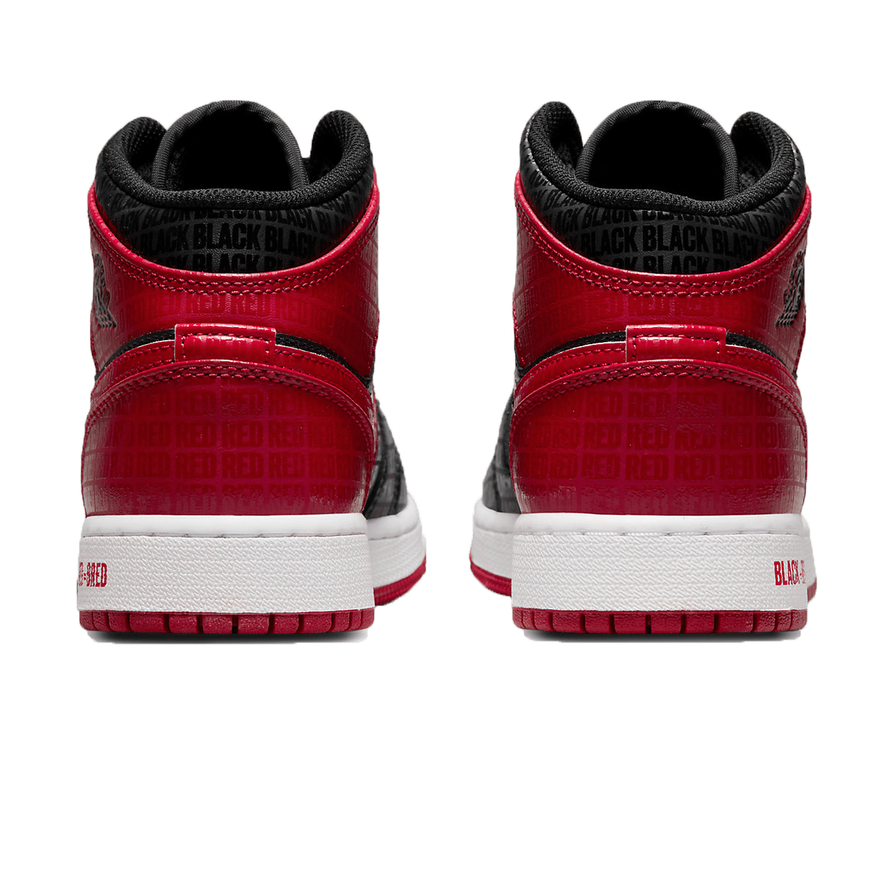 Air Jordan 1 Mid SS GS 'Black + Red = Bred' — UK 13.5 | EU 32 | US 1Y — Back View