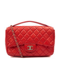 Chanel Shoulder Bag Carry Around Flap Bag in Red, Calfskin Leather — Front View