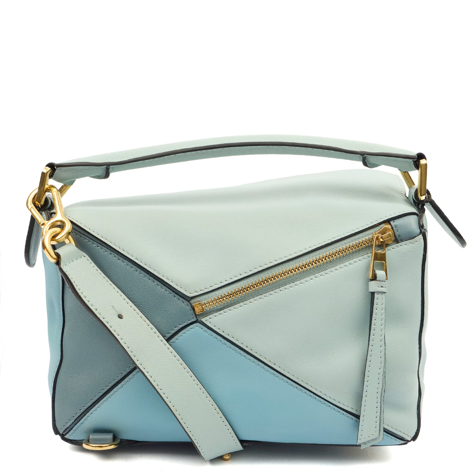 Loewe Cross Body Puzzle - Medium in Blue, Leather — Back View