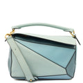 Loewe Cross Body Puzzle - Medium in Blue, Leather — Front View