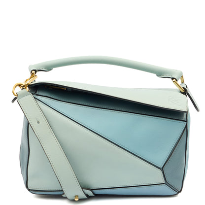 Loewe Cross Body Puzzle - Medium in Blue, Leather — Front View