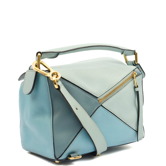 Loewe Cross Body Puzzle - Medium in Blue, Leather — Side View