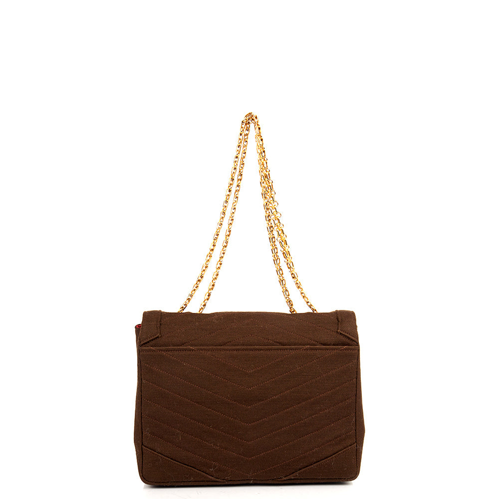 Chanel Shoulder Bag Vintage Flap Bag  in Brown Fabric — Alternate View 23