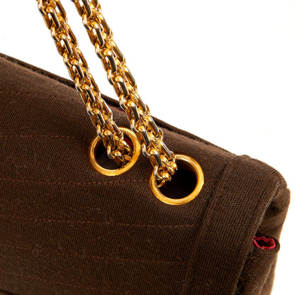 Chanel Shoulder Bag Vintage Flap Bag  in Brown Fabric — Alternate View 36