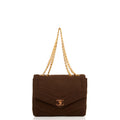 Chanel Shoulder Bag Vintage Flap Bag  in Brown Fabric — Front View