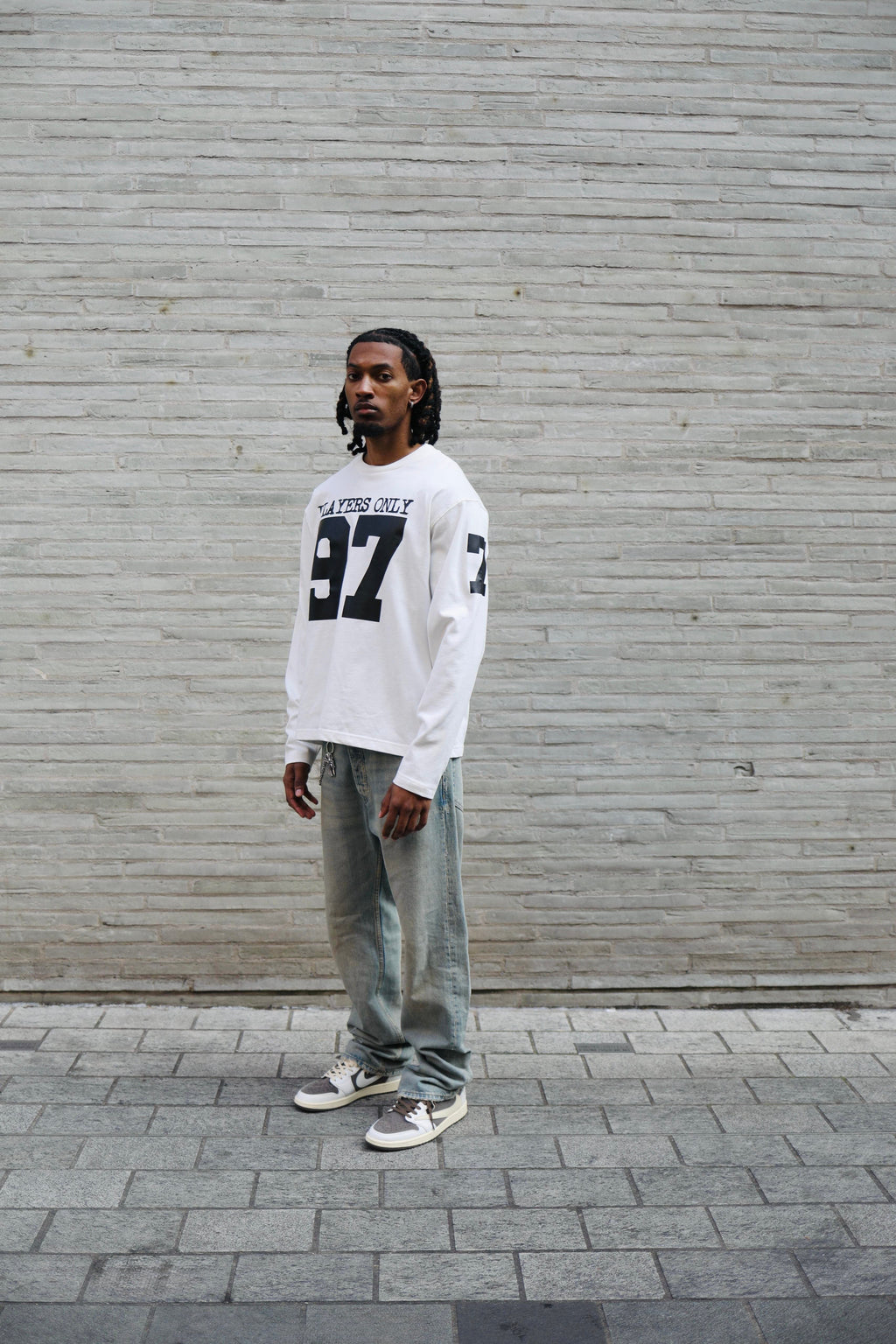 PLAYERS ONLY ECRU JERSEY LONG SLEEVE — Small — Top View