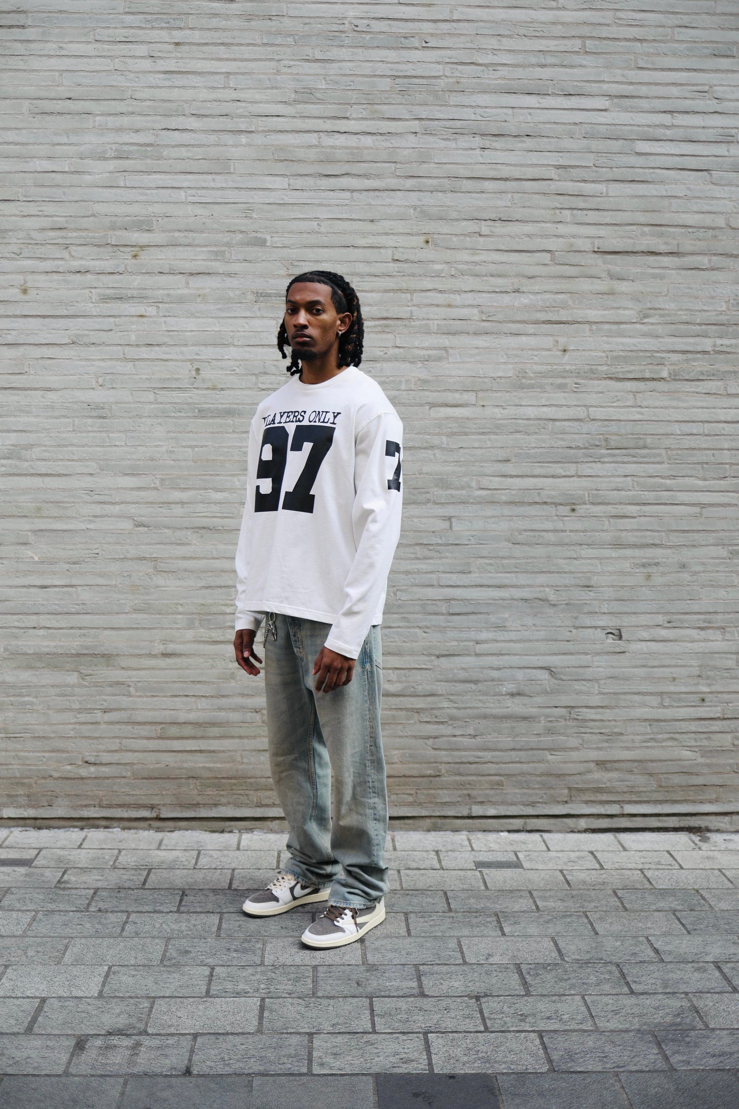 PLAYERS ONLY ECRU JERSEY LONG SLEEVE — Small — Top View