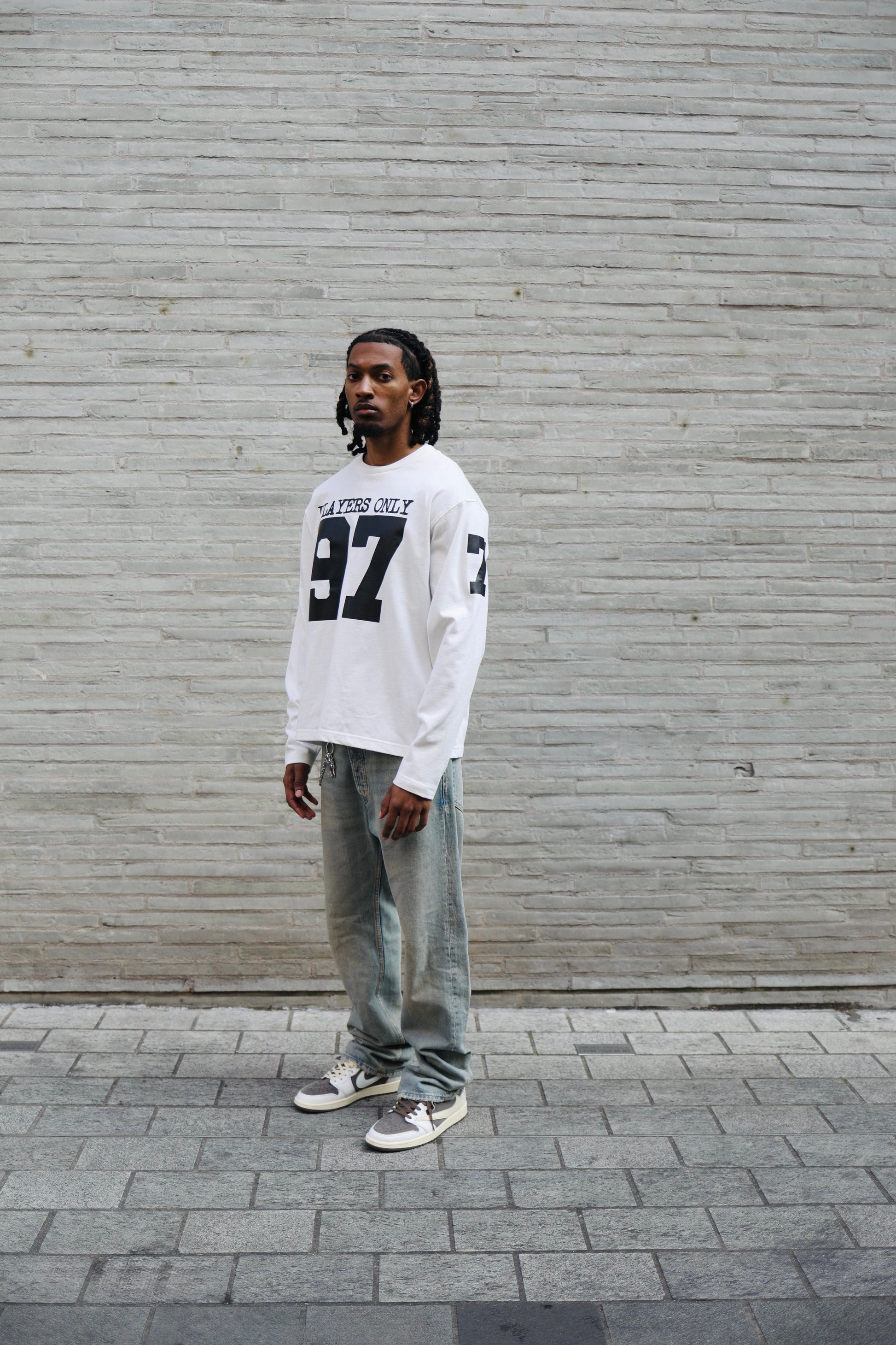 PLAYERS ONLY ECRU JERSEY LONG SLEEVE — Small — Top View