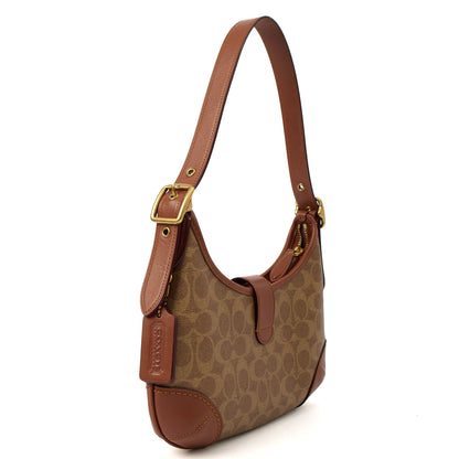 Coach Shoulder Bag Hampton Hobo Bag in Brown, Leather — Back View