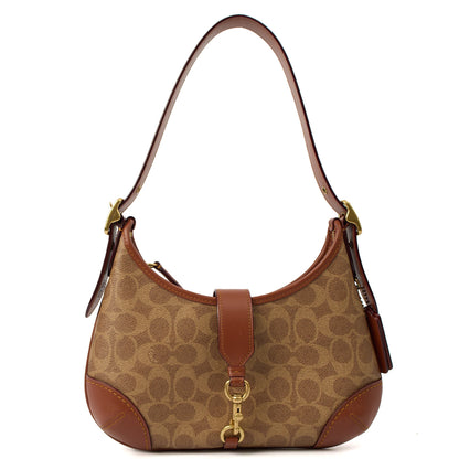 Coach Shoulder Bag Hampton Hobo Bag in Brown, Leather — Front View