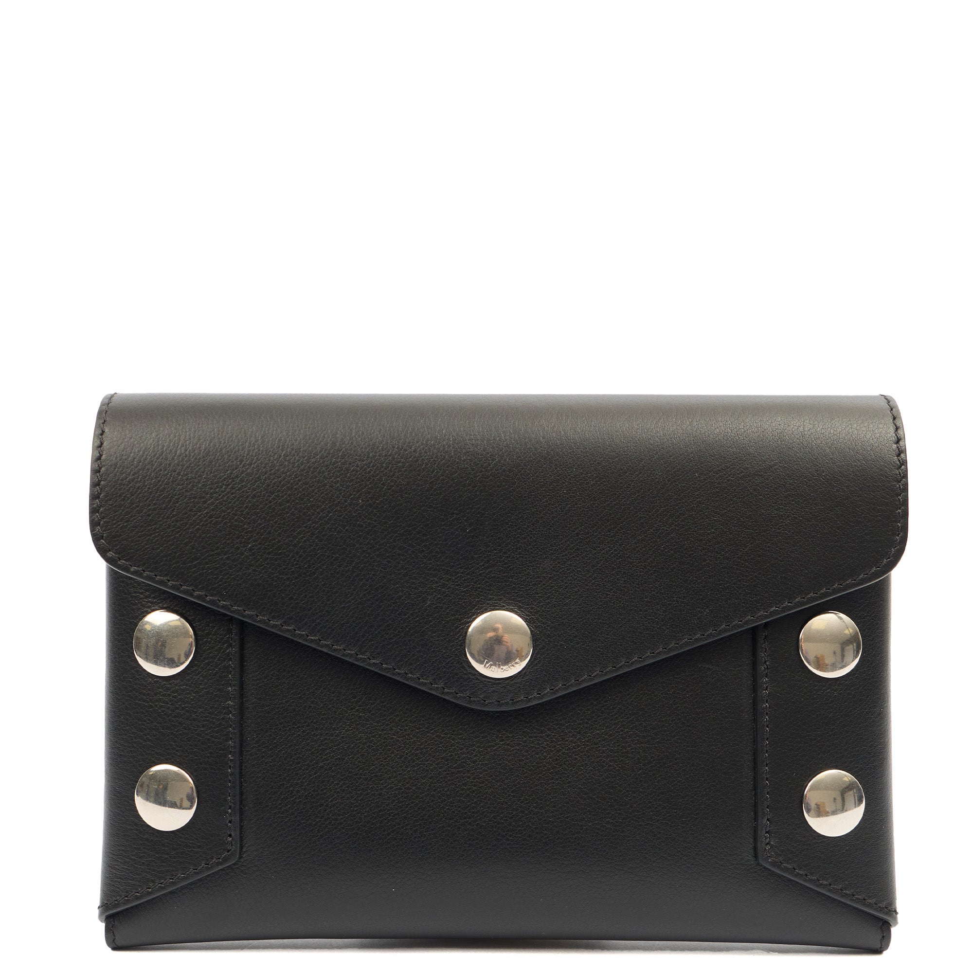 Mulberry Clutch Envelope Pouch in Black, Leather — Front View