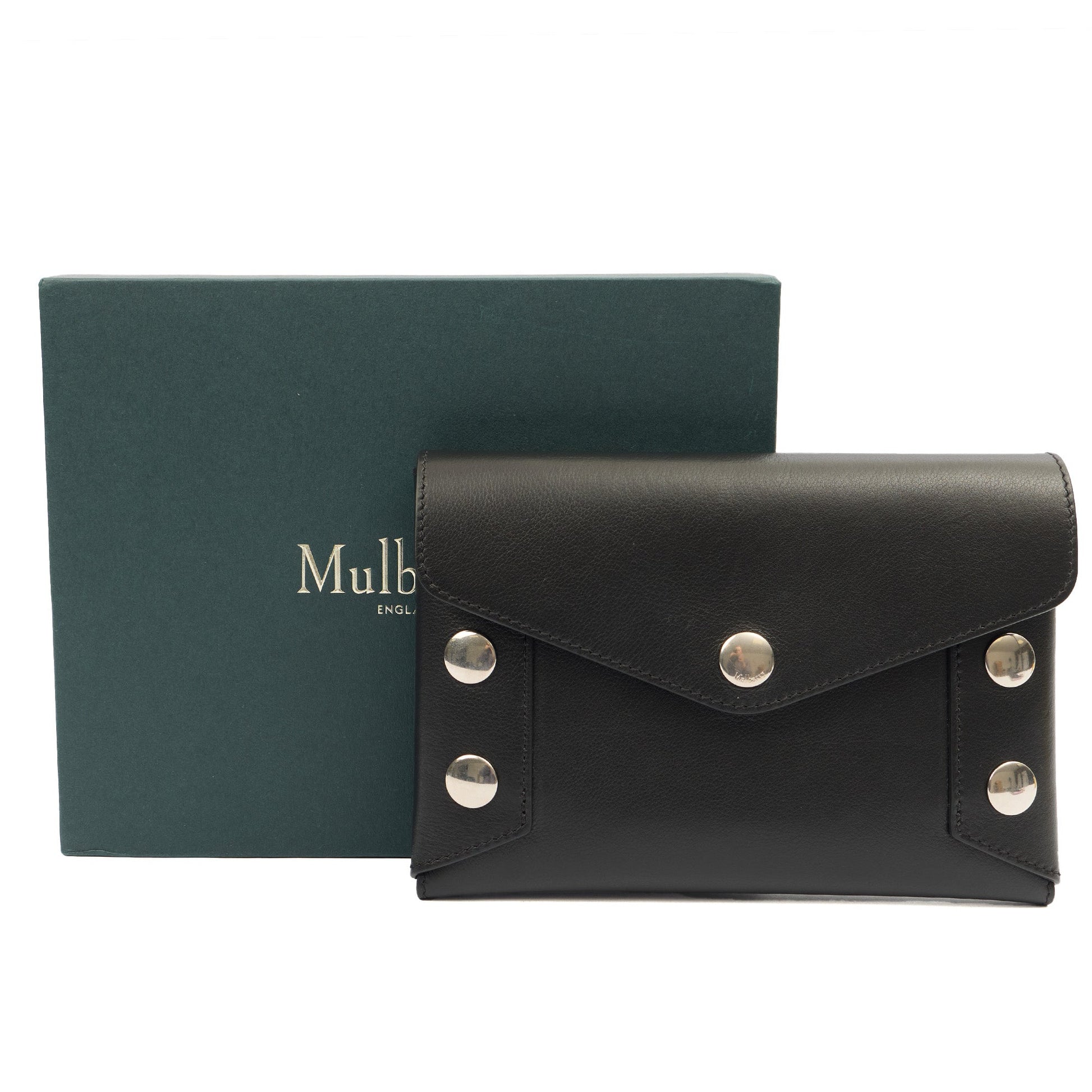 Mulberry Clutch Envelope Pouch in Black, Leather — Lifestyle View
