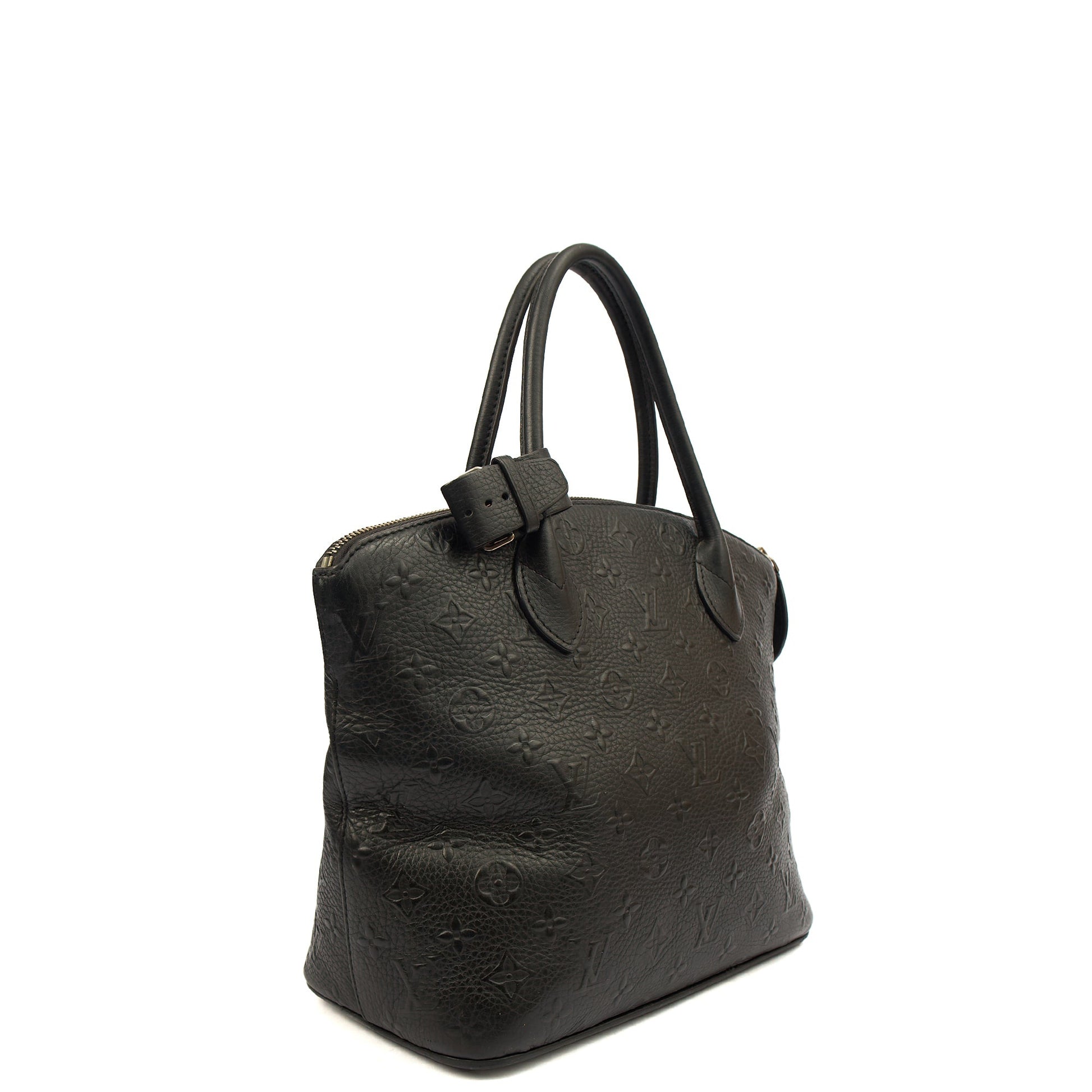 Louis Vuitton Tote Lockit - MM in Black, Calfskin Leather — Side View