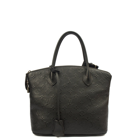Louis Vuitton Tote Lockit - MM in Black, Calfskin Leather — Front View