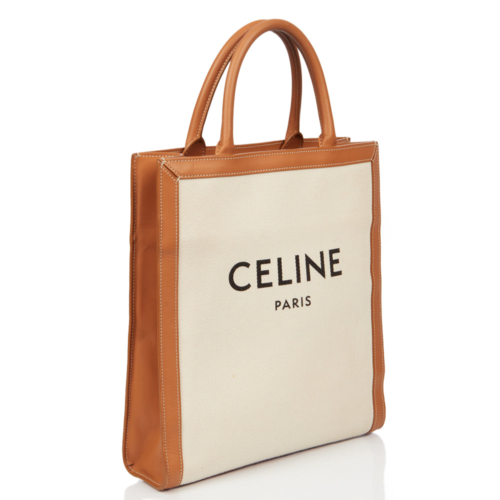 Celine Tote Vertical Cabas Tote in Neutral, Fabric — Alternate View 9