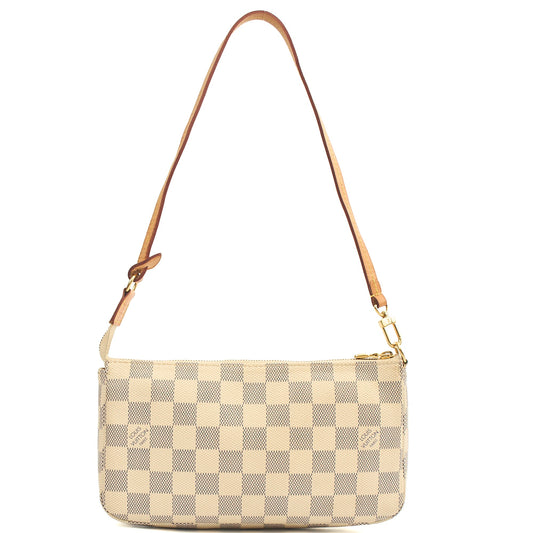 Louis Vuitton Shoulder Bag Pochette Accessoires in Damier Azur, Canvas — Front View