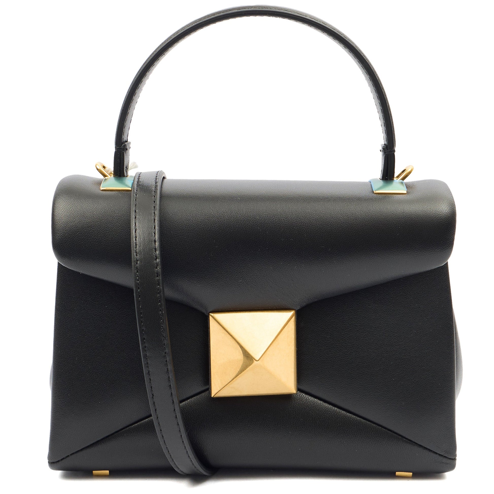Valentino Top Handle Roman Stud The Handle Bag - Small in Black, Calfskin — Alternate View 8