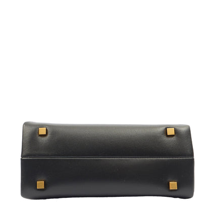 Valentino Top Handle Roman Stud The Handle Bag - Small in Black, Calfskin — Top View