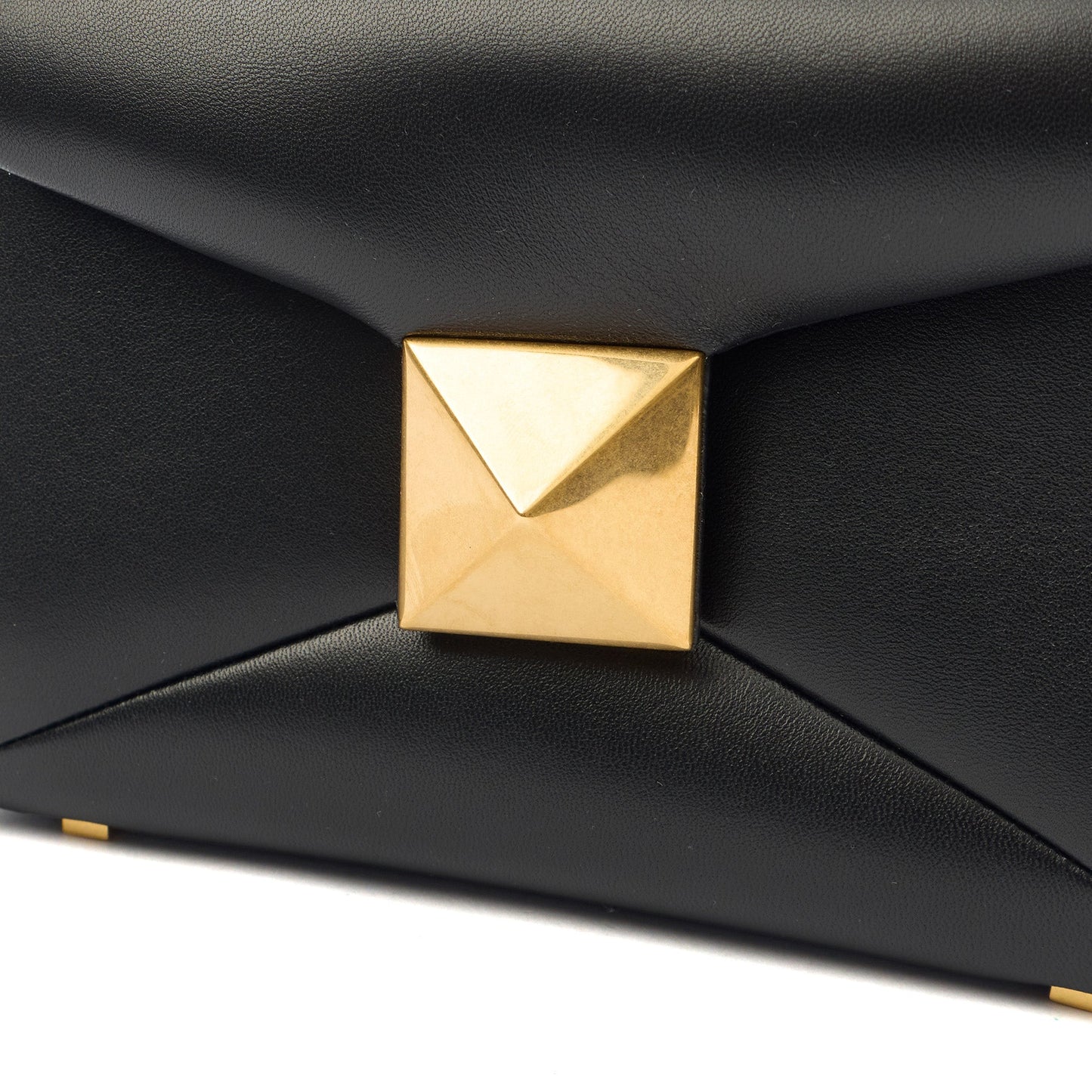 Valentino Top Handle Roman Stud The Handle Bag - Small in Black, Calfskin — Detail View