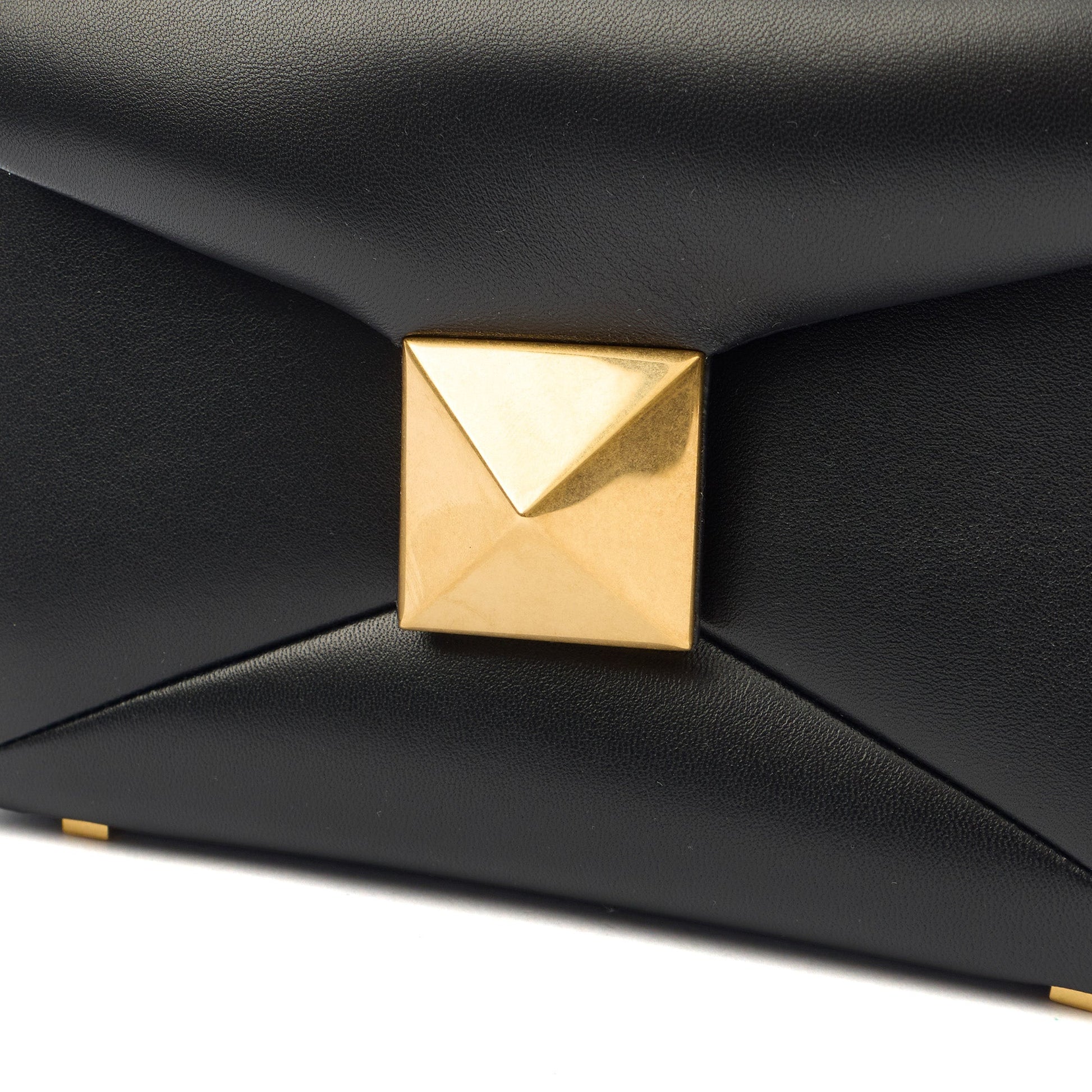 Valentino Top Handle Roman Stud The Handle Bag - Small in Black, Calfskin — Detail View
