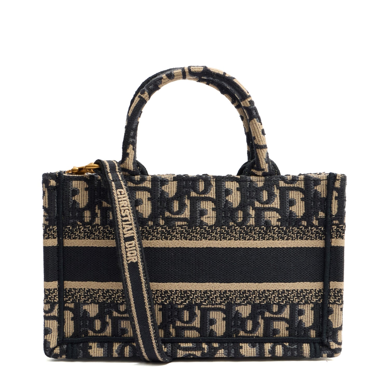 Christian Dior Mini Bag Book Tote- Mini  in Blue, Dior Oblique Embroidery — Back View