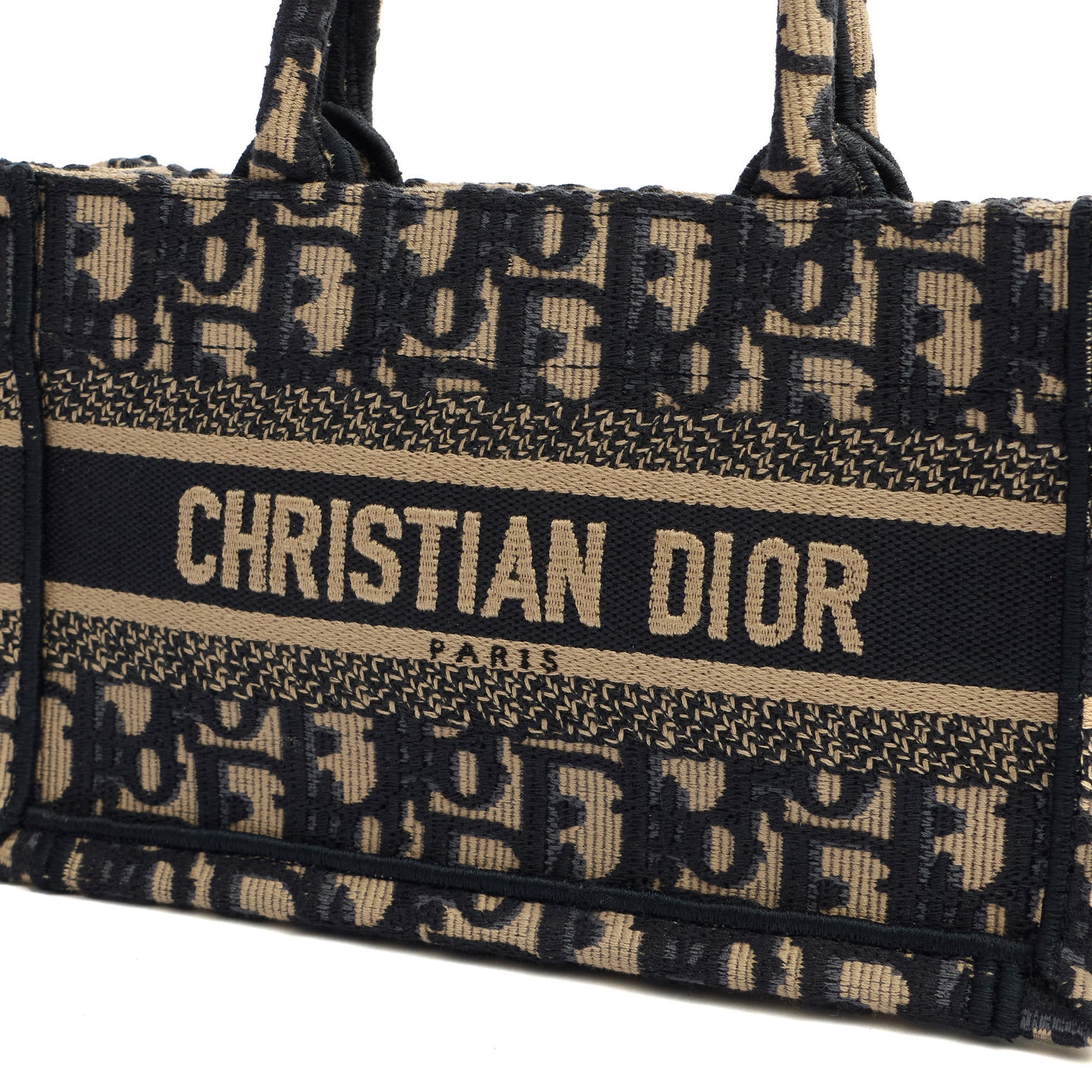 Christian Dior Mini Bag Book Tote- Mini  in Blue, Dior Oblique Embroidery — Lifestyle View