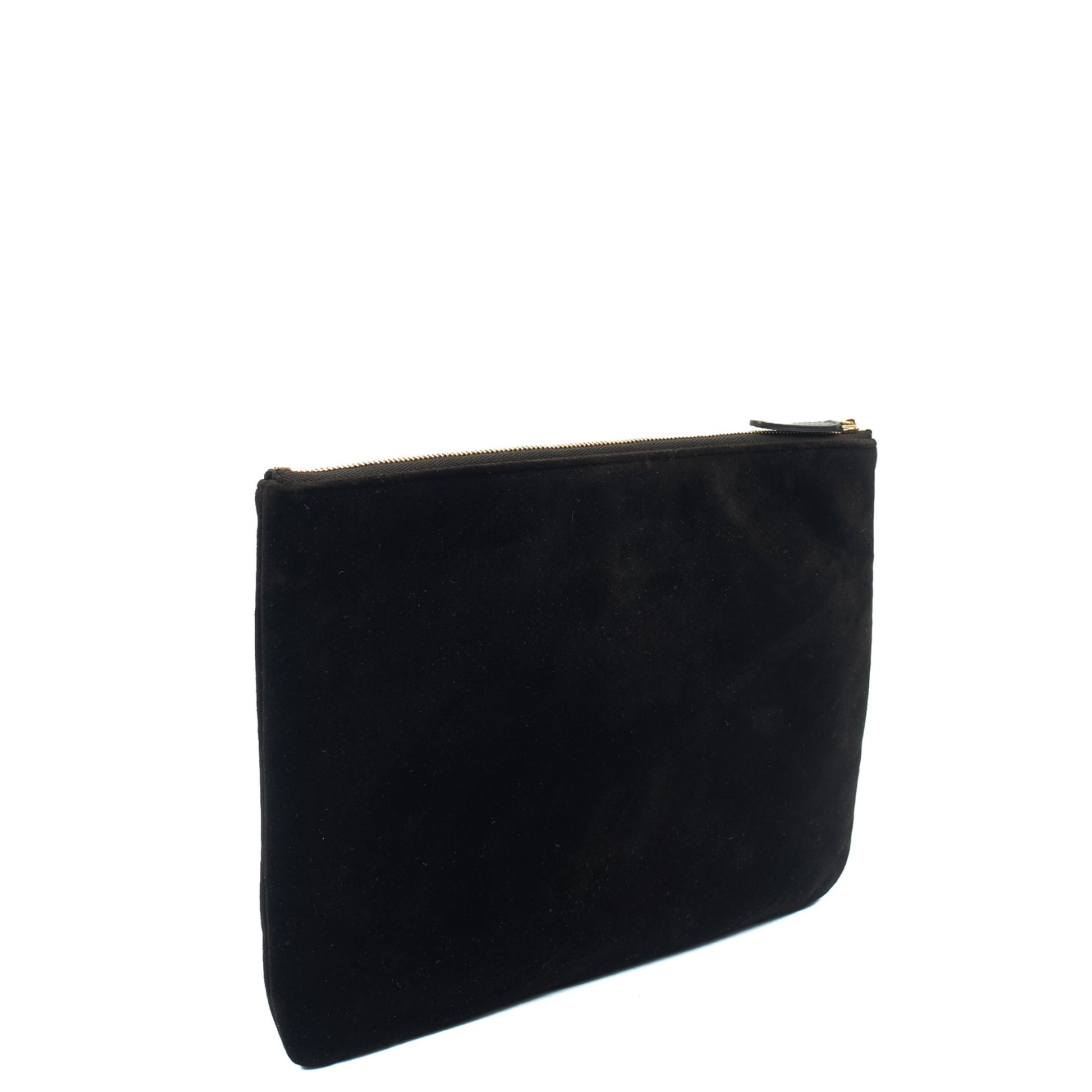 Chanel Mini Bag Clutch in Black, Velvet — Side View
