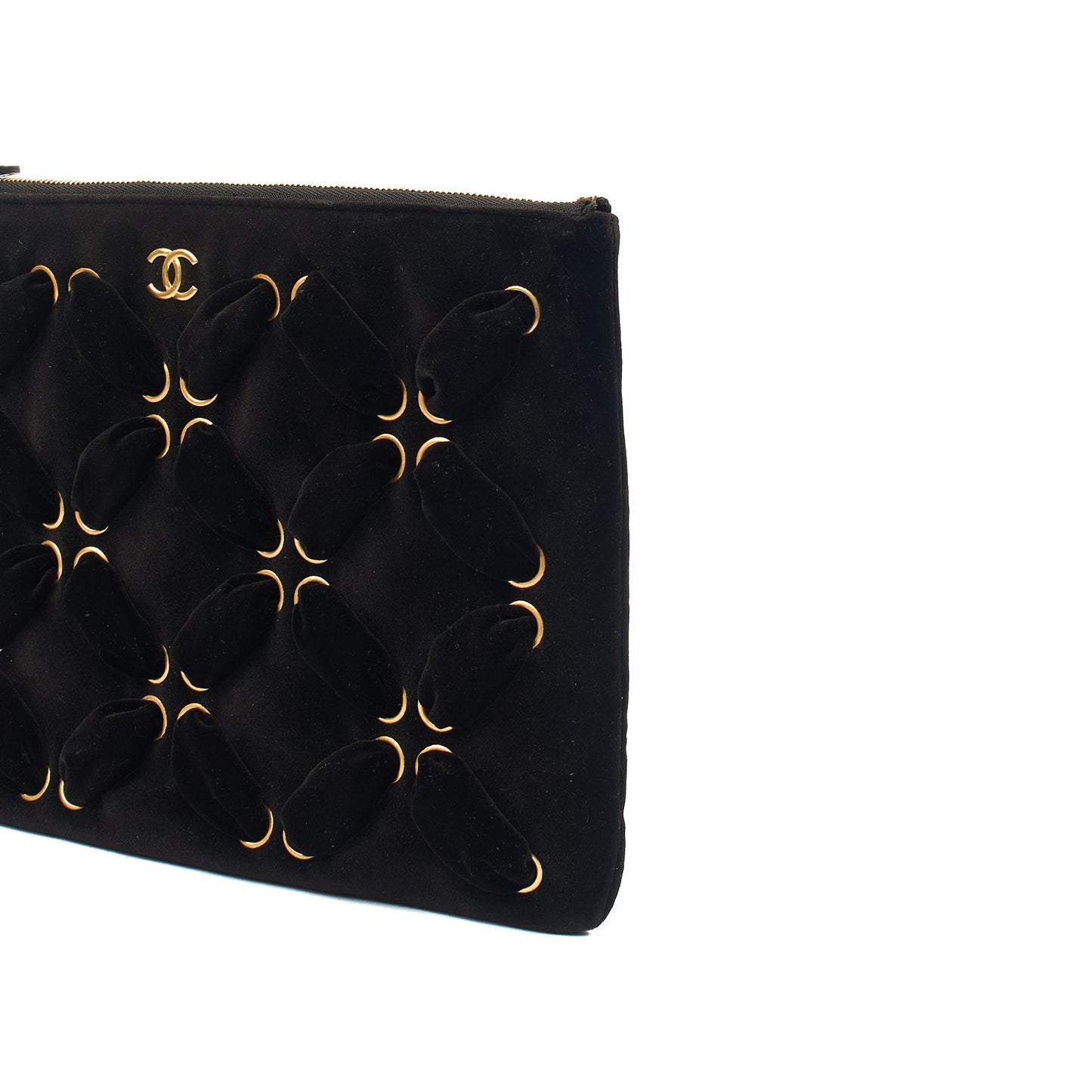 Chanel Mini Bag Clutch in Black, Velvet — Detail View