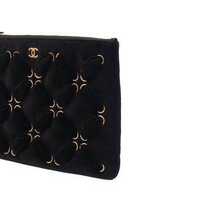 Chanel Mini Bag Clutch in Black, Velvet — Detail View
