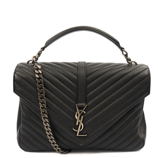 Saint Laurent Shoulder Bag College - Medium in Black, Leather — Front View
