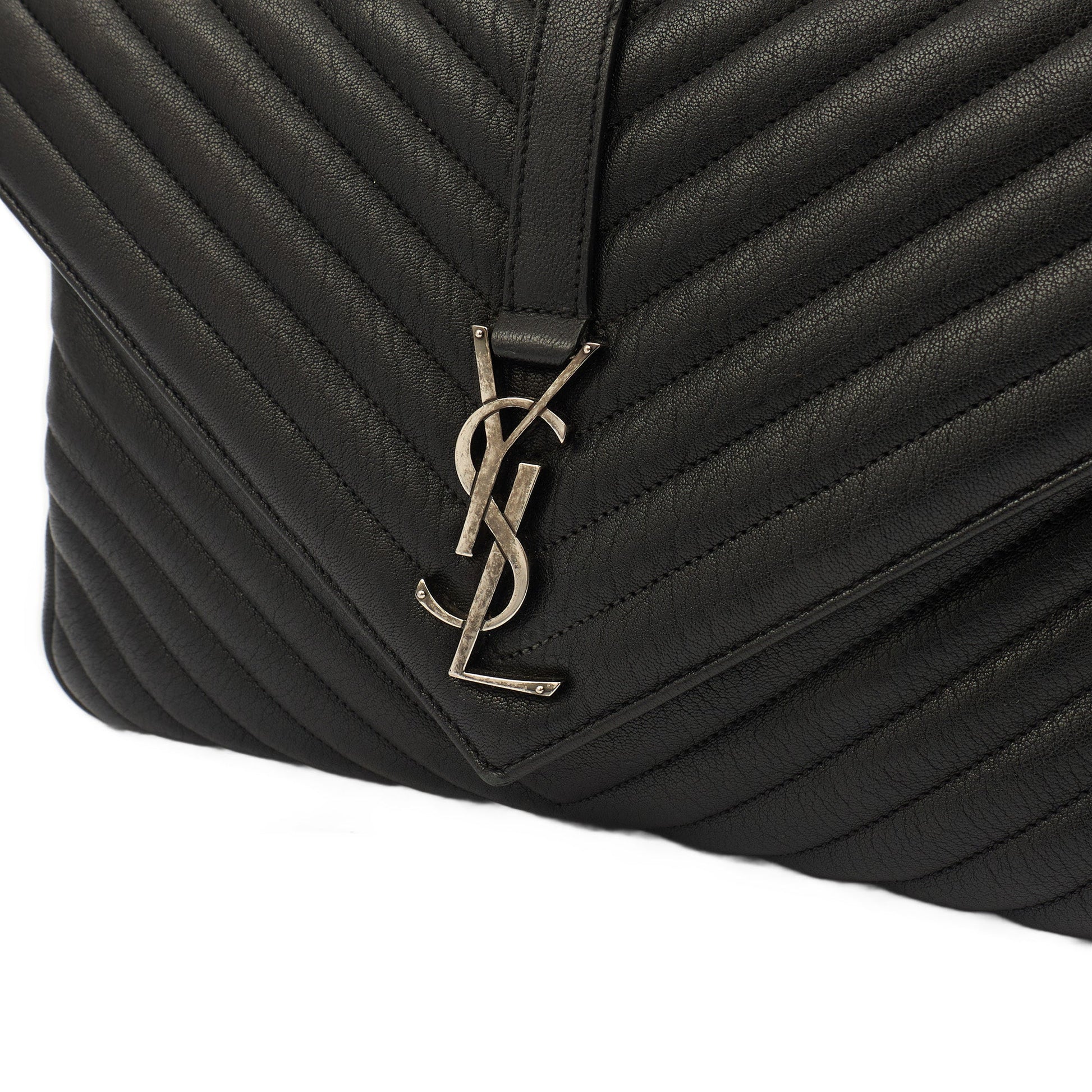 Saint Laurent Shoulder Bag College - Medium in Black, Leather — Side View
