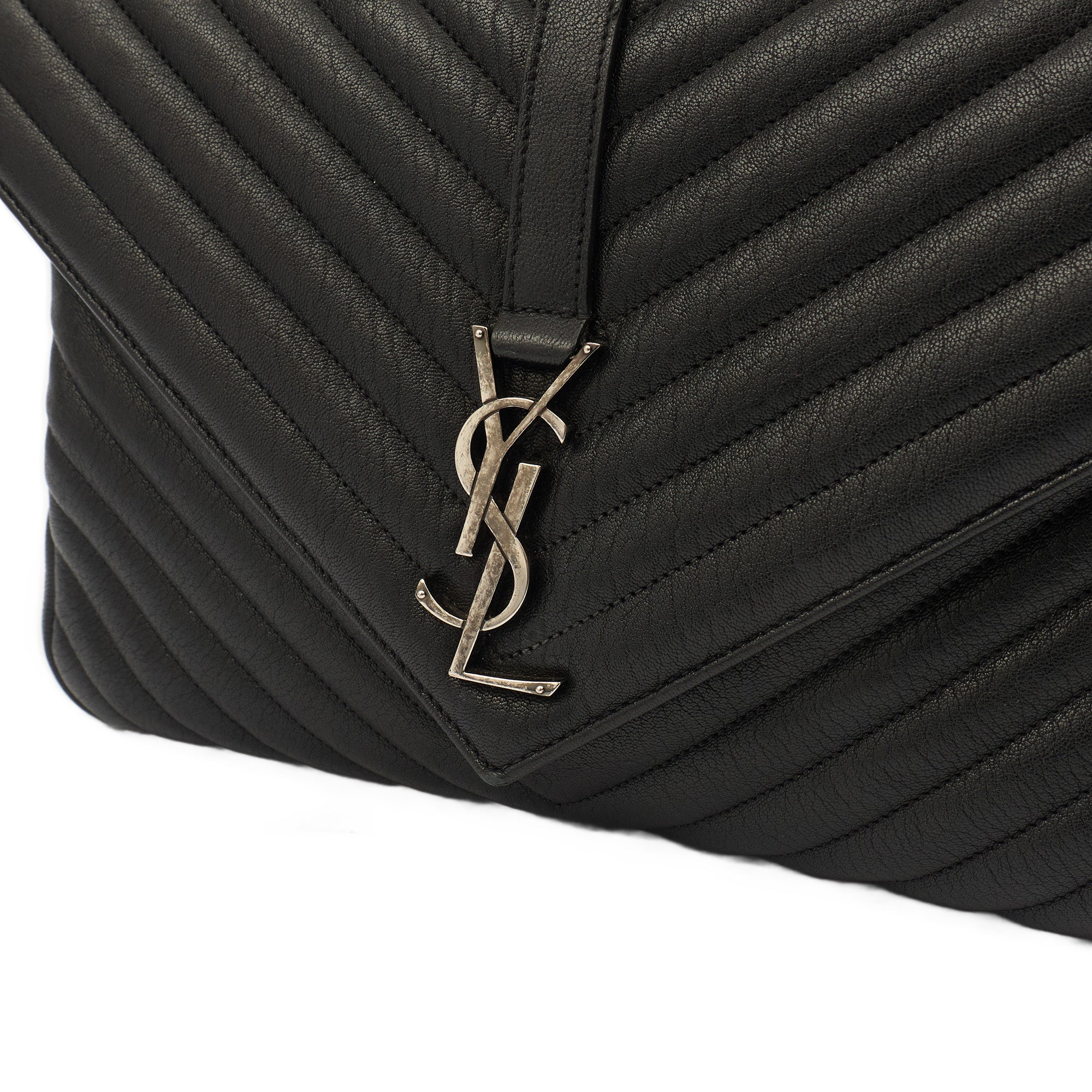Saint Laurent Shoulder Bag College - Medium in Black, Leather — Side View