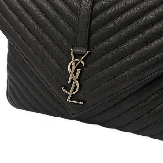 Saint Laurent Shoulder Bag College - Medium in Black, Leather — Side View