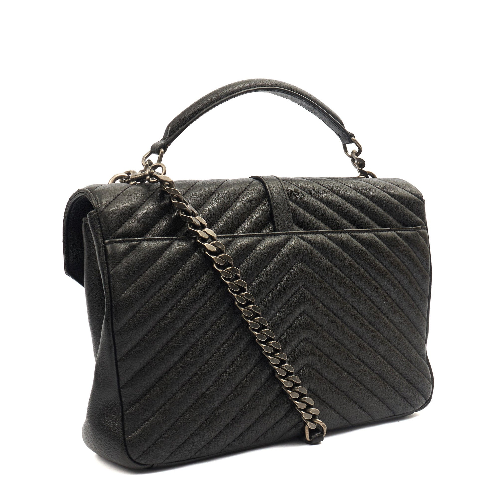 Saint Laurent Shoulder Bag College - Medium in Black, Leather — Back View
