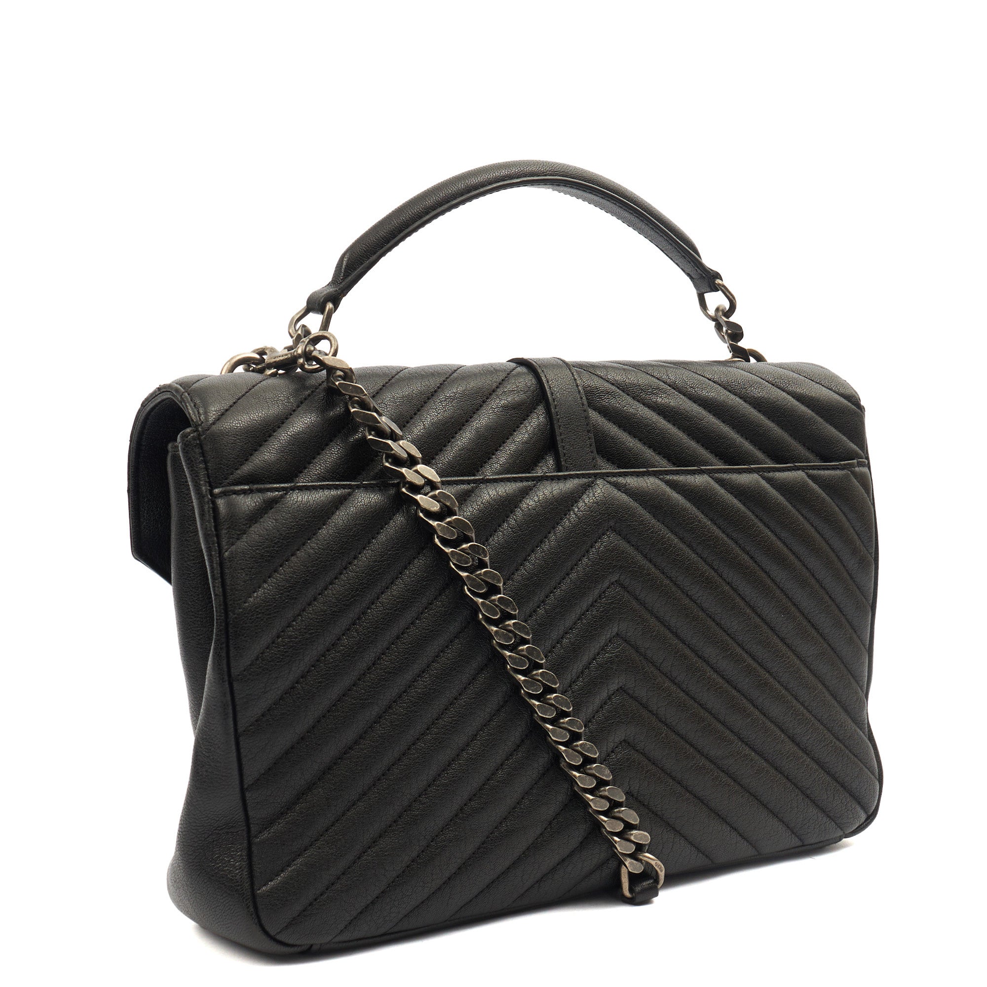 Saint Laurent Shoulder Bag College - Medium in Black, Leather — Back View