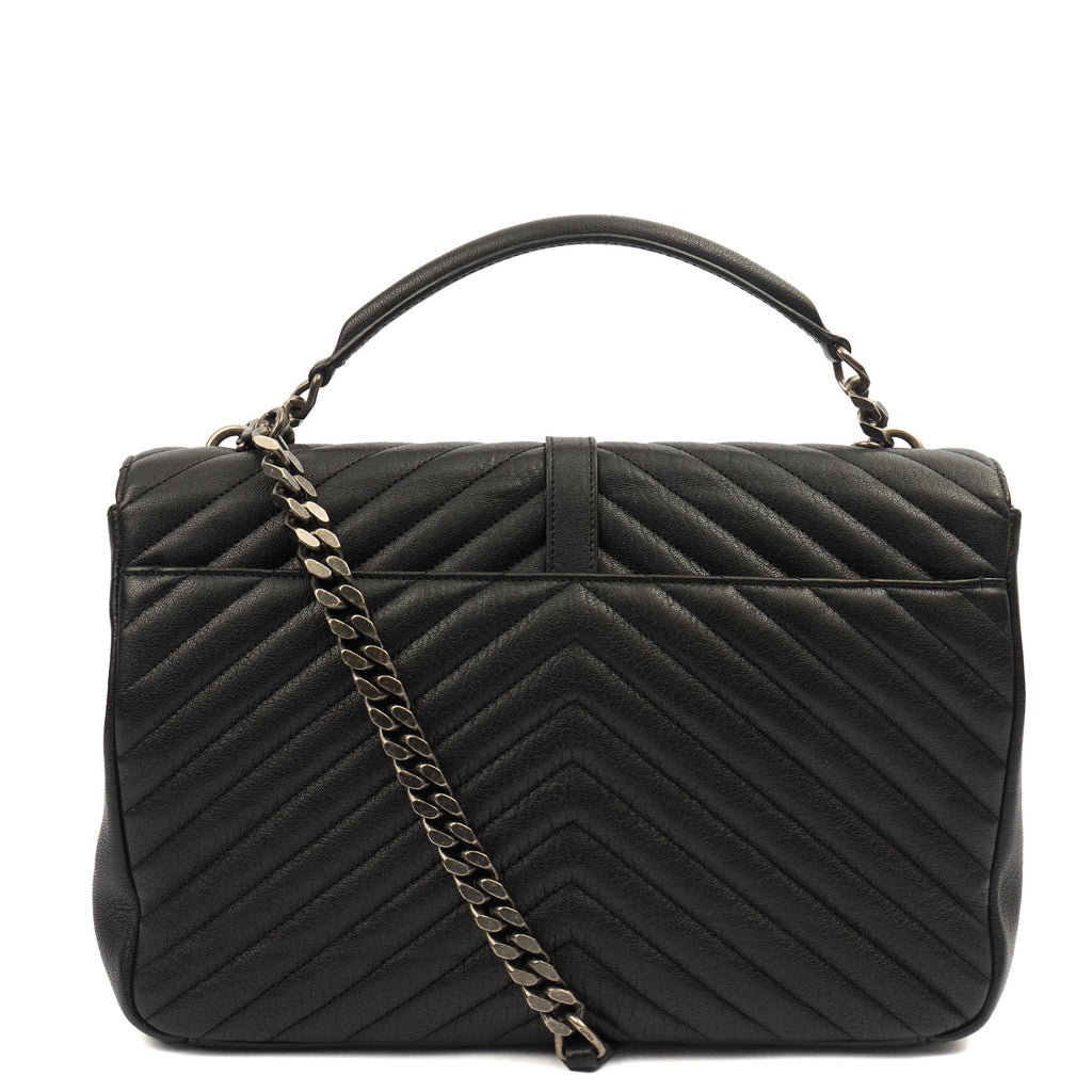 Saint Laurent Shoulder Bag College - Medium in Black, Leather — Top View